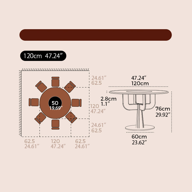 Round Black Walnut Dining Table with Pedestal for 4-8 Seaters ps-006