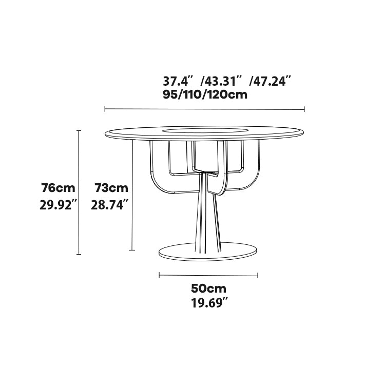 Round Black Walnut Dining Table with Pedestal for 4-8 Seaters ps-006