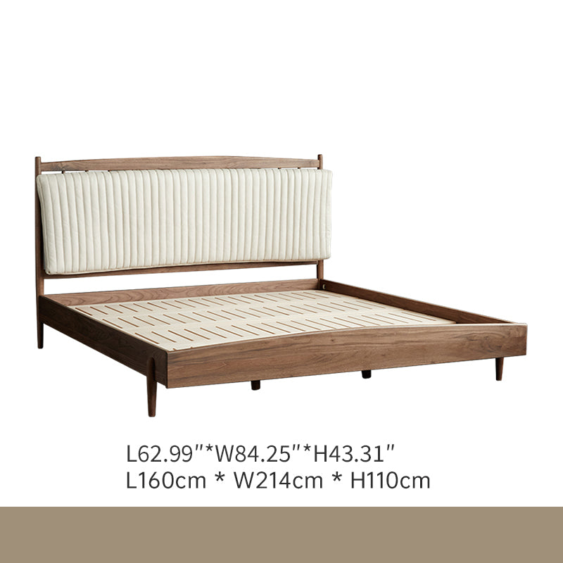 Minimalistic Queen & California King Size Bed with Walnut Bed Frame & Beech Headboard for Bedroom ps-026