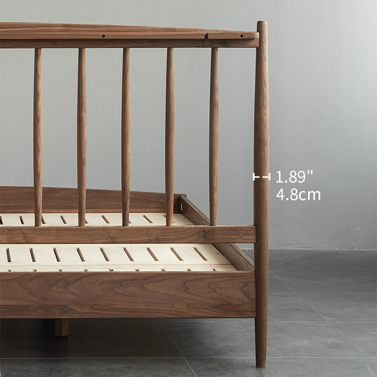 Minimalistic Queen & California King Size Bed with Walnut Bed Frame & Beech Headboard for Bedroom ps-026