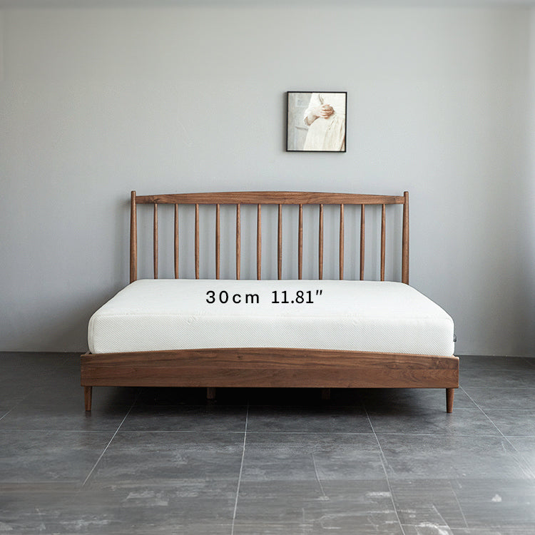 Minimalistic Queen & California King Size Bed with Walnut Bed Frame & Beech Headboard for Bedroom ps-026