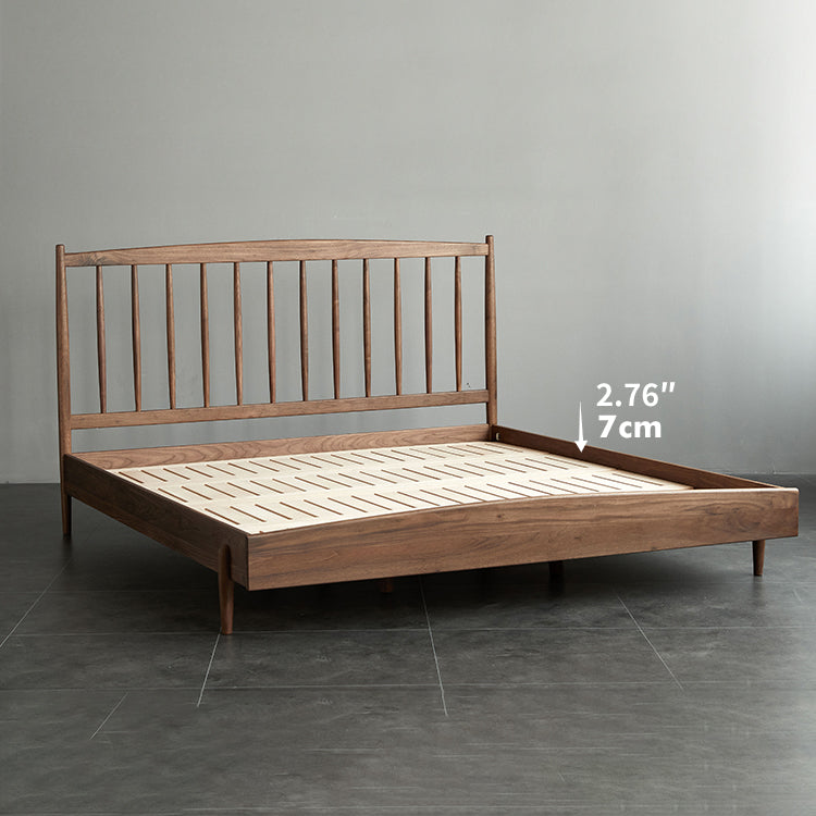 Minimalistic Queen & California King Size Bed with Walnut Bed Frame & Beech Headboard for Bedroom ps-026