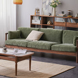 91‘’ Luxury Black Walnut Sofa 3-Seater Sofa Soft Cotton & Linen for Your LIvingroom ps-061