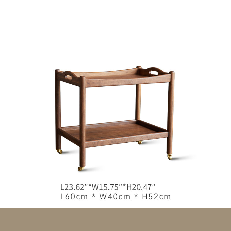 Black Walnut Rectangular End Table with Wheels  - Durable Tow-tier for All Your Rooms ps-067