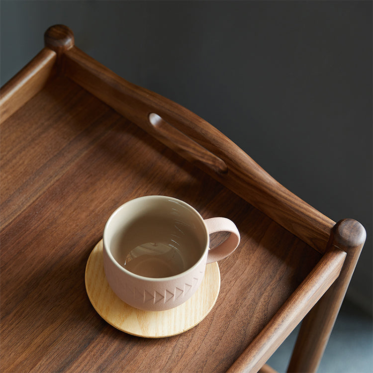 Black Walnut Rectangular End Table with Wheels  - Durable Tow-tier for All Your Rooms ps-067