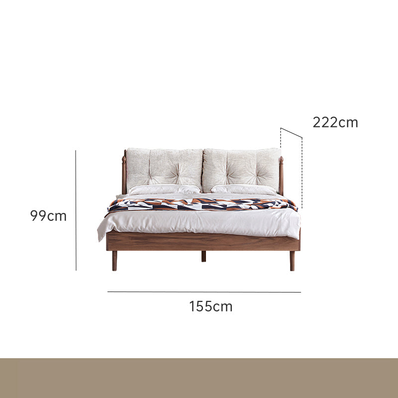 Luxurious Queen & California King Size Bed with Black Walnut Frame & Soft Headboard ps-074