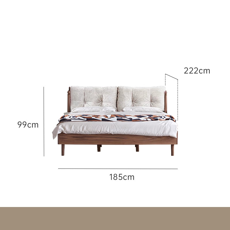 Luxurious Queen & California King Size Bed with Black Walnut Frame & Soft Headboard ps-074