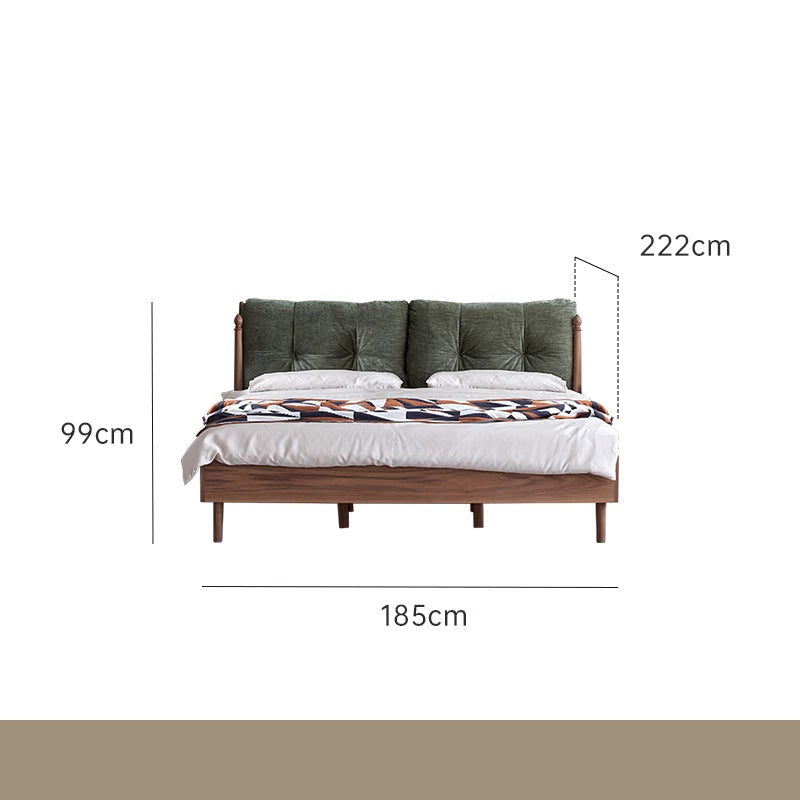 Luxurious Queen & California King Size Bed with Black Walnut Frame & Soft Headboard ps-074