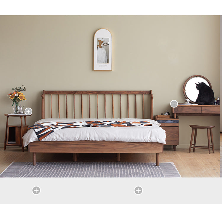 Luxurious Queen & California King Size Bed with Black Walnut Frame & Soft Headboard ps-074