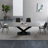 Luxurious Rectangular Dining Table with Extendable Marble Top & Pedestal for 6-8 People qc-171(mb-069)