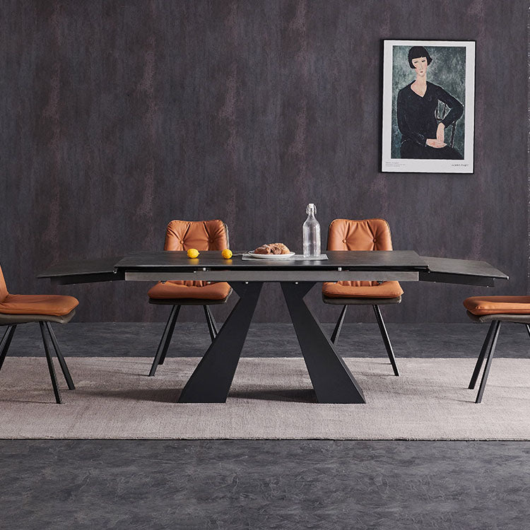 Luxurious Dining Table Rectangle Marble Top with X-Base - Perfect for Diningroom qc-174