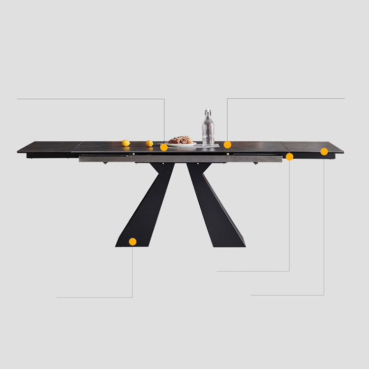 Luxurious Dining Table Rectangle Marble Top with X-Base - Perfect for Diningroom qc-174