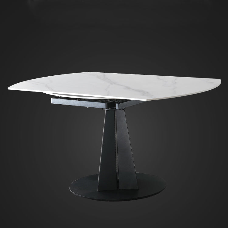 Modern Metal Dining Table Round Marble Top & Carbon Steel Pedestal for 6-8 Seater qc-wy-1038-ty