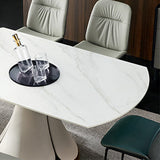 Modern Extendable Round Dining Table with Durable Marble Top & Carbon Steel Pedestal for 6-8 People qc-wy-1068-ms