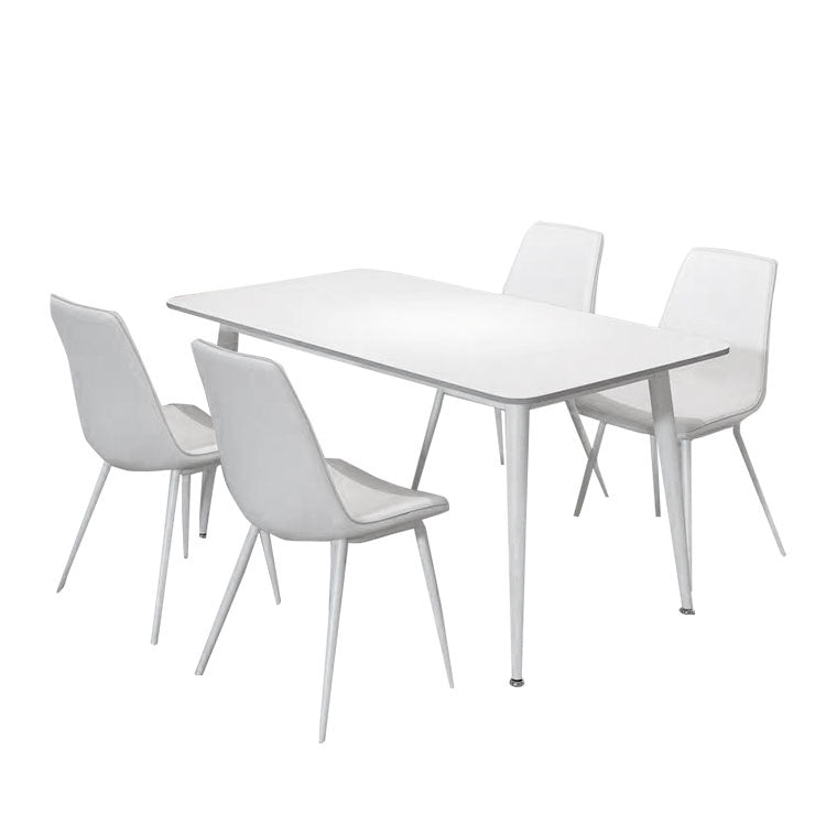 Minimalistic Dining Table in White Rectangle Marble Top and Carbon Steel Base - Durable Design for 6-8 Person qc-wy-260