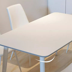 Minimalistic Dining Table in White Rectangle Marble Top and Carbon Steel Base - Durable Design for 6-8 Person qc-wy-260