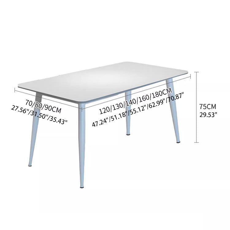 Minimalistic Dining Table in White Rectangle Marble Top and Carbon Steel Base - Durable Design for 6-8 Person qc-wy-260