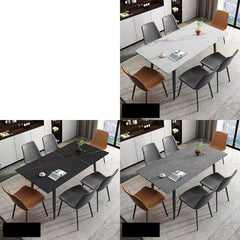 Modern Rectangular Dining Table Extendable Marble Top & 4 Metal Legs for Diningroom qc-wy-627-ms