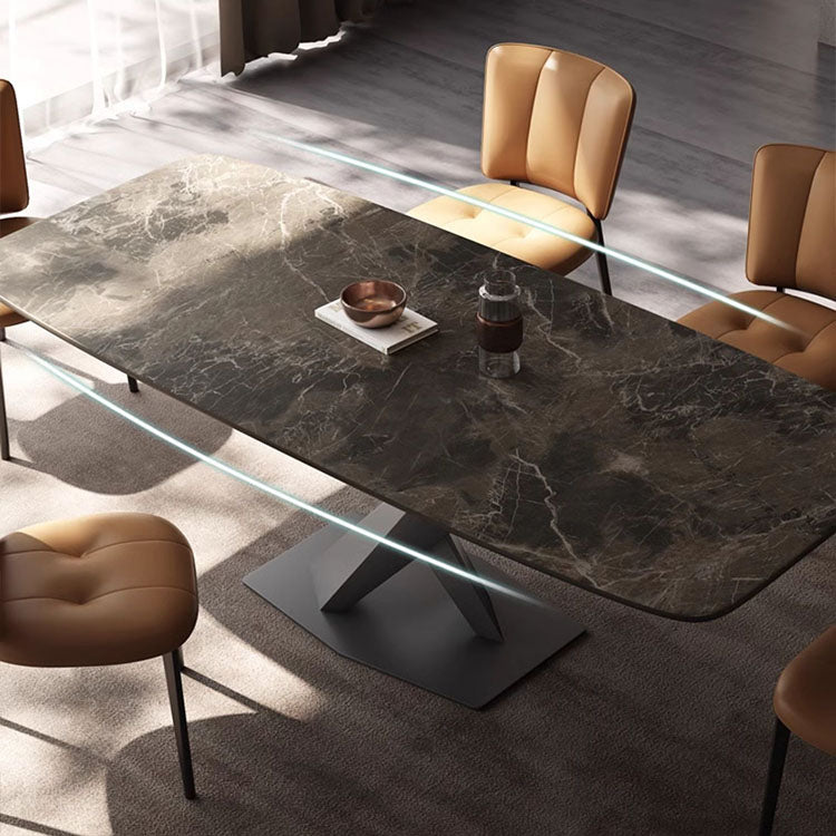 Luxurious Rectangular Dining Table Marble Top with X-Base for Diningroom qc-wy-801-ty