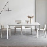 Rectangular Dining Table with Marble Top & 4 Metal Legs for 6-8 People qc-wy-803