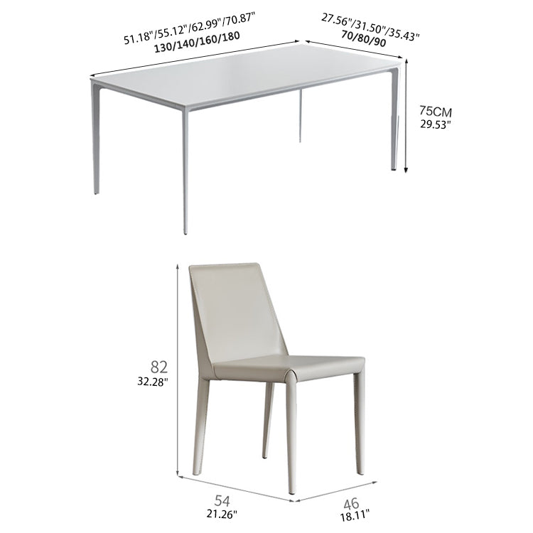 Rectangular Dining Table with Marble Top & 4 Metal Legs for 6-8 People qc-wy-803