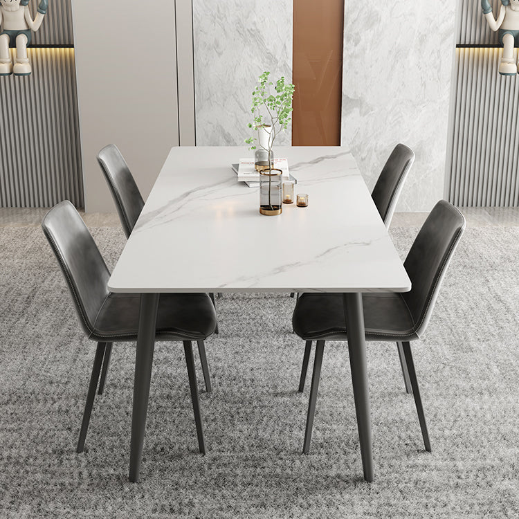 Modern Rectangular Dining Table with Durable Marble Top & 4 Metal Legs qc-wy-808-2-ms