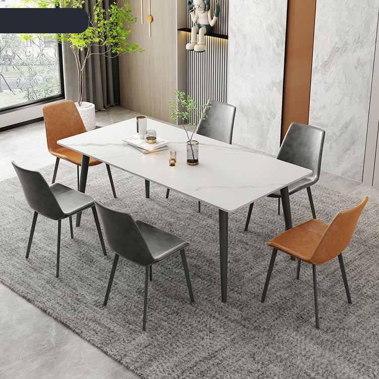 Modern Rectangular Dining Table with Durable Marble Top & 4 Metal Legs qc-wy-808-2-ms