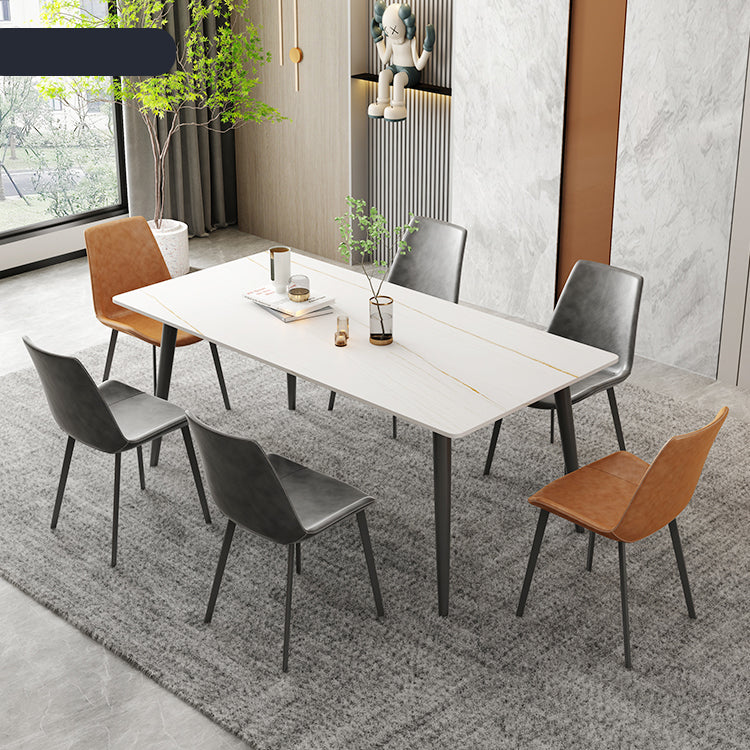 Modern Rectangular Dining Table with Durable Marble Top & 4 Metal Legs qc-wy-808-2-ms