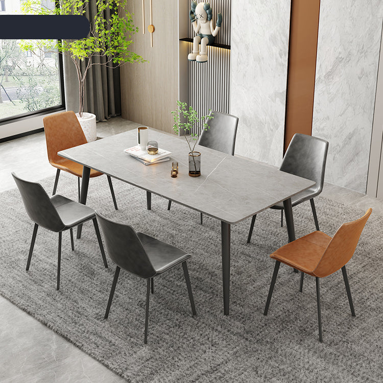 Modern Rectangular Dining Table with Durable Marble Top & 4 Metal Legs qc-wy-808-2-ms