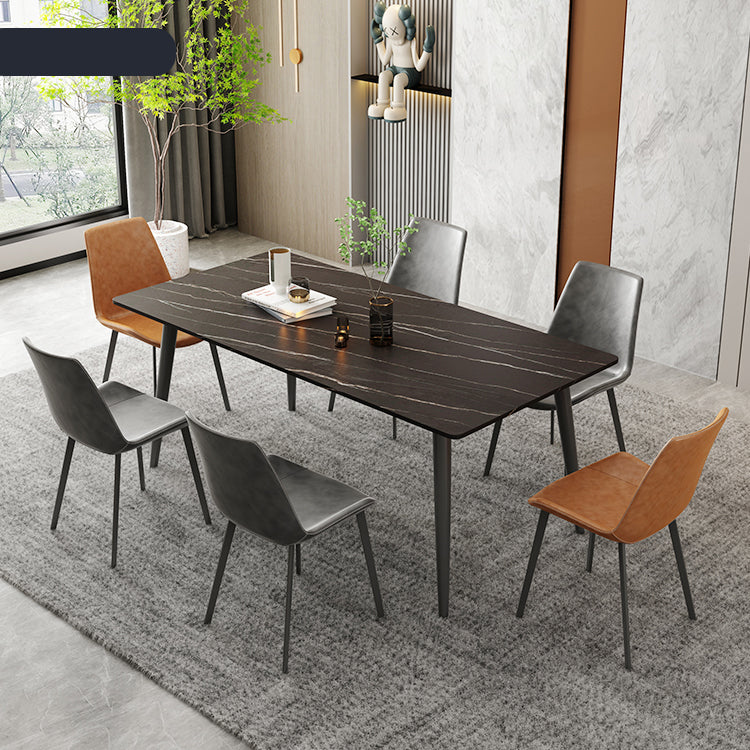 Modern Rectangular Dining Table with Durable Marble Top & 4 Metal Legs qc-wy-808-2-ms