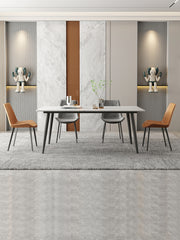 Modern Rectangular Dining Table with Durable Marble Top & 4 Metal Legs qc-wy-808-2-ty