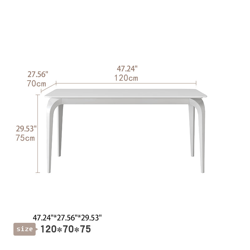 Modern Dining Table in White Rectangle with Marble Top & 4 Carbon Steel Legs for 6 qc-wy-813