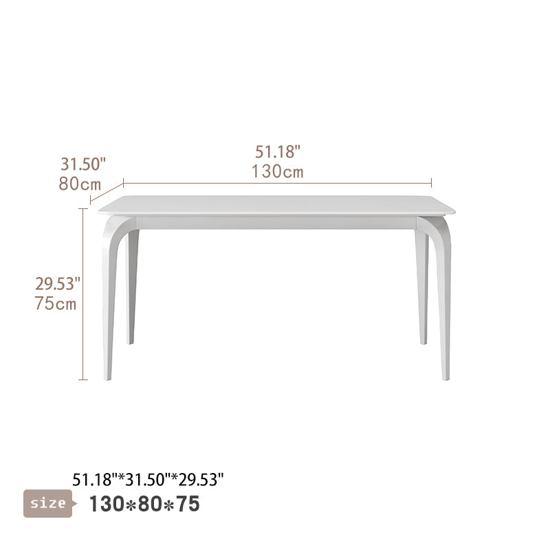 Modern Dining Table in White Rectangle with Marble Top & 4 Carbon Steel Legs for 6 qc-wy-813