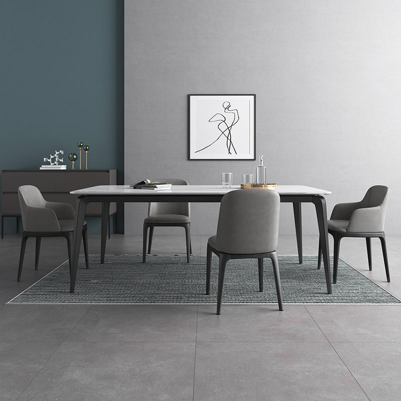 Luxurious Rectangular Dining Table – Durable Marble Top & Carbon Steel Legs for 6-8 People qc-wy-813-ms