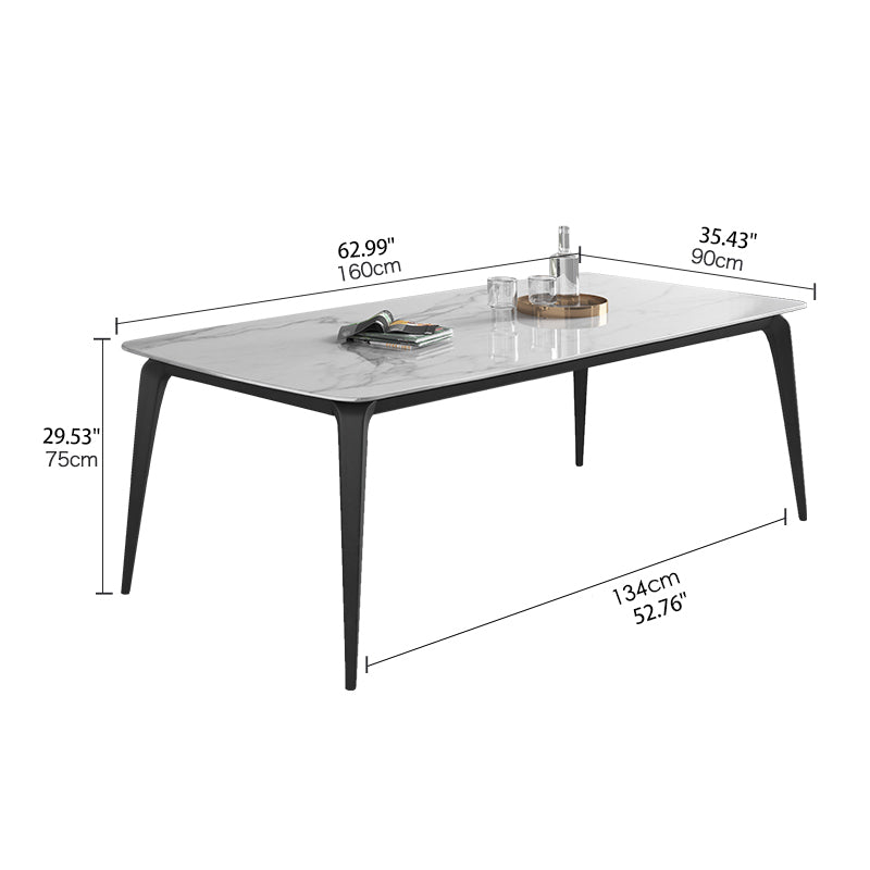 Luxurious Rectangular Dining Table – Durable Marble Top & Carbon Steel Legs for 6-8 People qc-wy-813-ms