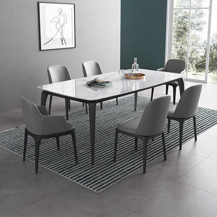 Luxurious Rectangular Dining Table – Durable Marble Top & Carbon Steel Legs for 6-8 People qc-wy-813-ms