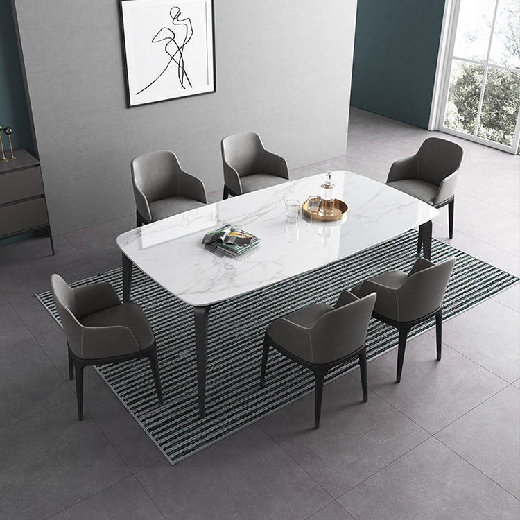 Luxurious Rectangular Dining Table – Durable Marble Top & Carbon Steel Legs for 6-8 People qc-wy-813-ms