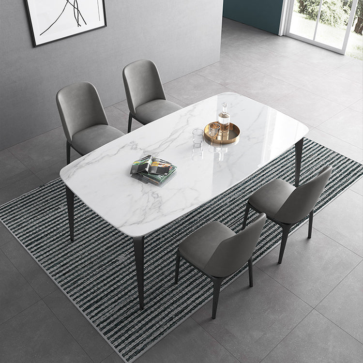 Luxurious Rectangular Dining Table – Durable Marble Top & Carbon Steel Legs for 6-8 People qc-wy-813-ms