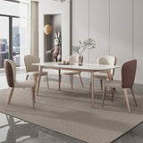 Minimalistic Rectangular Dining Table - Marble Top & 4 Carbon Steel Legs for Diningroom qc-wy-814-ms（n）