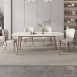 Minimalistic Rectangular Dining Table - Marble Top & 4 Carbon Steel Legs for Diningroom qc-wy-814-ms（n）