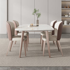 Modern Rectangular Dining Table with Marble Top & Metal 4 Legs for 6-8 People qc-wy-814-ty（n）