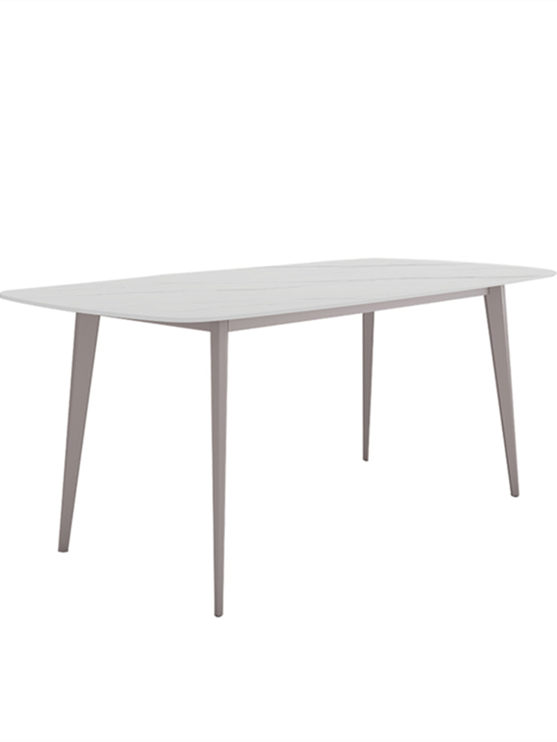 Modern Rectangular Dining Table with Marble Top & Metal 4 Legs for 6-8 People qc-wy-814-ty（n）