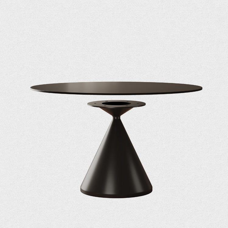 Minimalistic Round Dining Table Matte Finish Marble Top & Conical Pedestal qc-wy-906-ms