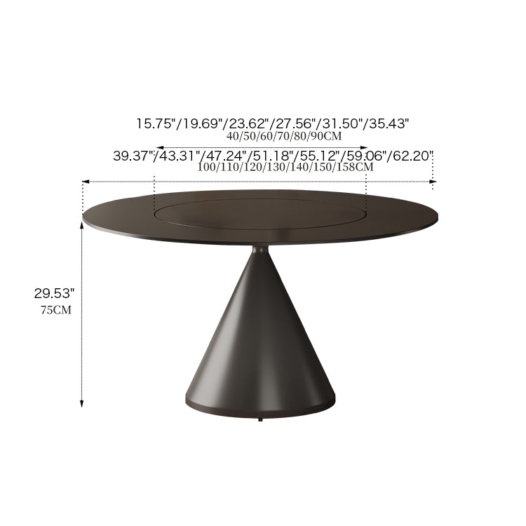 Minimalistic Round Dining Table Matte Finish Marble Top & Conical Pedestal qc-wy-906-ms