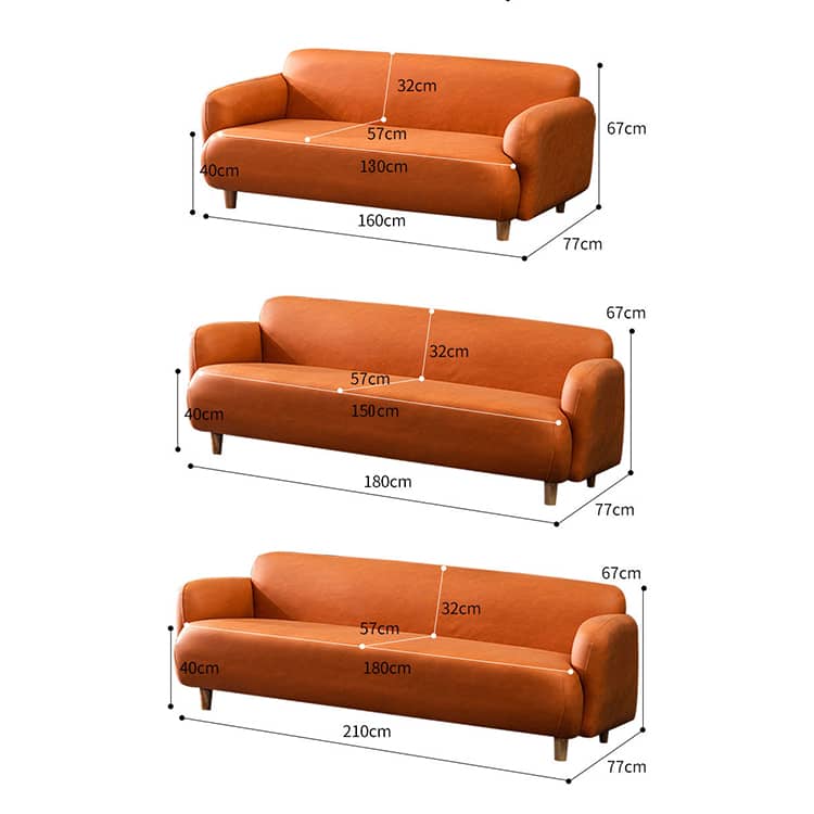 Modern Techno Fabric Sofa Set in Orange, Off-White, Dark Blue, and Green with Elegant Wood Accents qm-1