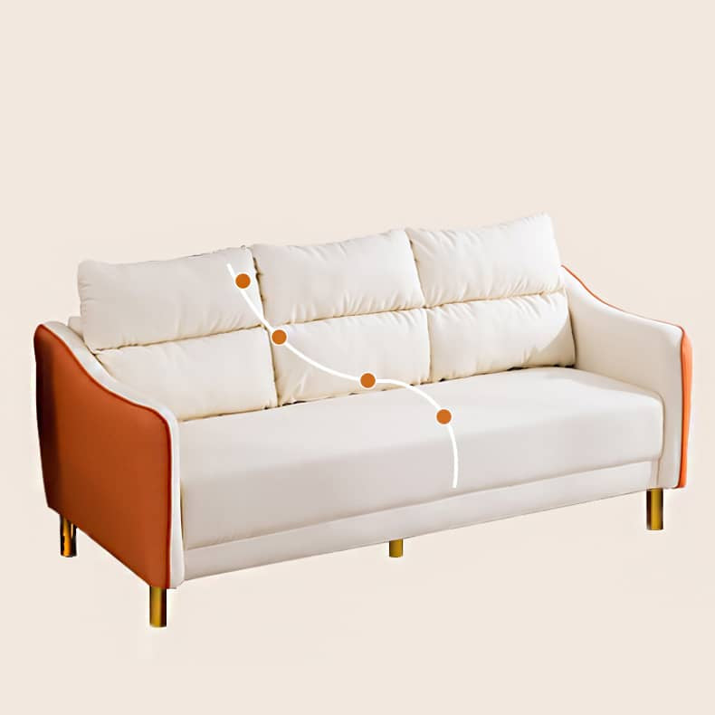 Modern Techno Fabric Sofa Set in Orange, Off-White, Dark Blue, and Green with Elegant Wood Accents qm-1