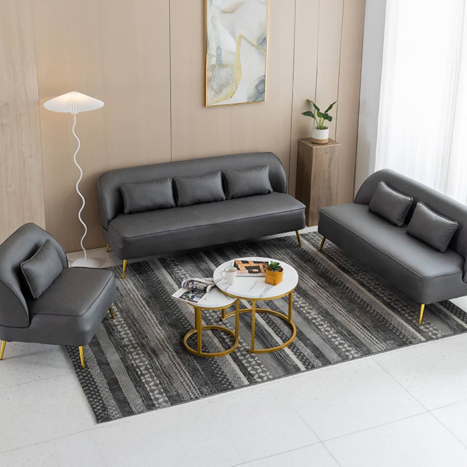 Modern Multi-Color Sofa: Gray, Yellow, Off-White, Dark Green, Orange - Premium Techno Fabric & Cotton, Wood Frame qm-13