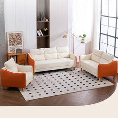 Stylish Techno Fabric Sofa - Available in Orange, Off White, Khaki, Black, Light Gray, and Dark Blue with Wood Accents qm-16