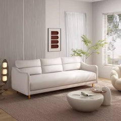 Stylish Techno Fabric Sofa - Available in Orange, Off White, Khaki, Black, Light Gray, and Dark Blue with Wood Accents qm-16