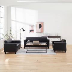 Luxurious PU Leather Sofa - Versatile Colors: Black, Light Brown, Off White, Wine Red, and Orange qm-4